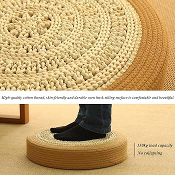 Amazon.co.jp: 和風わら床座布団、 床座用瞑想枕 通気性が良く快適