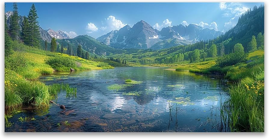 Amazon.co.jp: JOSUE 風景画 絵画 自然 レイクマウンテン キャンバス