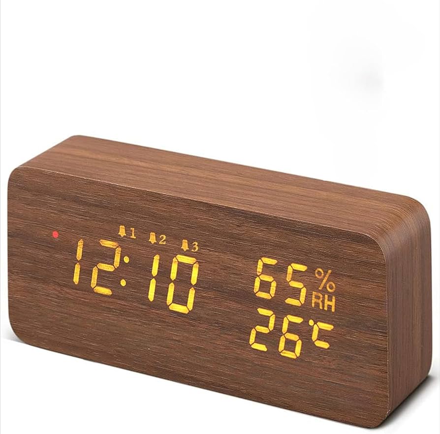 Amazon.co.jp: 置き時計 デジタル 電波時計 木目 LED 明るい 夜でも