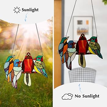Amazon.co.jp: Kleeglee Birds ステンドグラス ウィンドウ吊り下げ