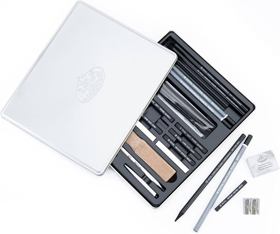 Amazon.com: Essentials(TM) Medium Charcoal Art Set W/Tin