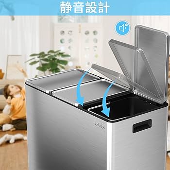 Amazon｜mVm ゴミ箱 分別 横型3分別 3×15L ダストボックス 蓋付き