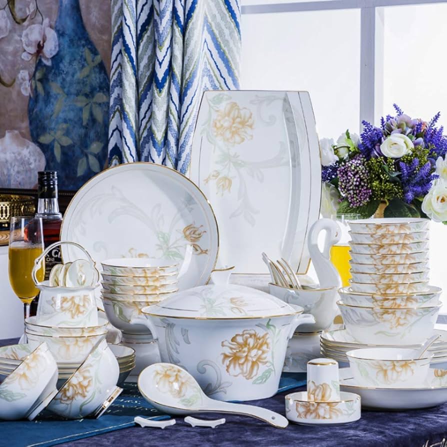 Amazon.co.jp: 中華食器セット 46点のボーンチャイナ食器セット 8