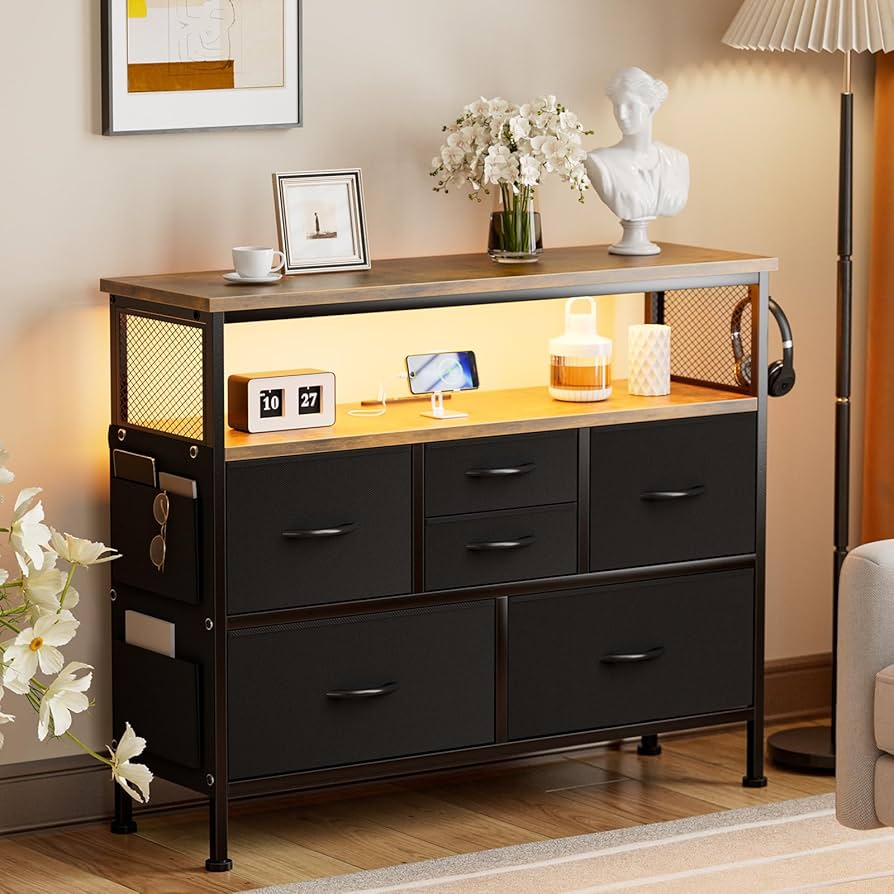 Amazon｜IKIFLY チェスト収納 箪笥 棚付き リビング収納チェスト