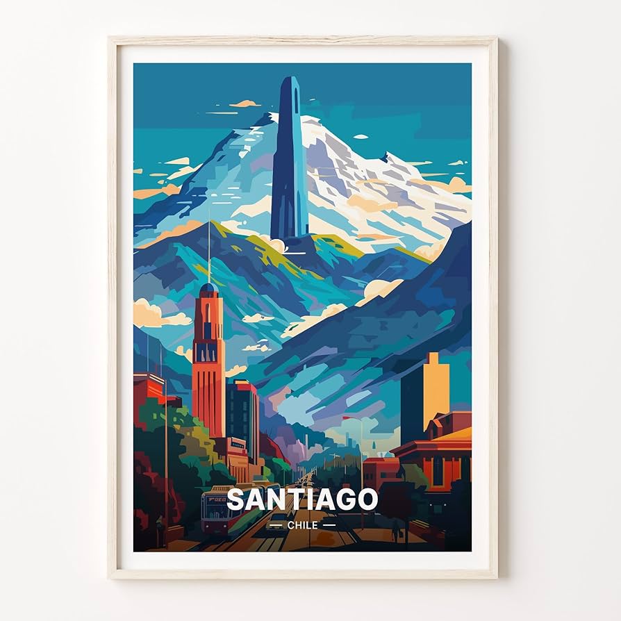 Amazon.com: Santiago Chile Travel Poster, Cityscape Wall Art, Home