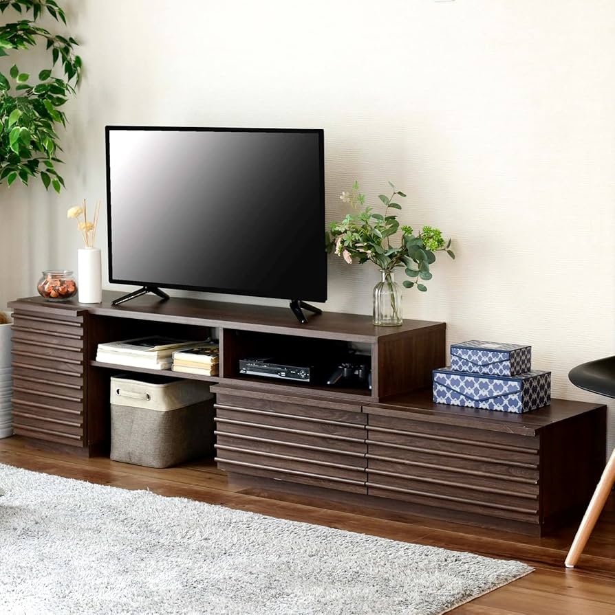 Amazon｜[山善] テレビ台 【～46型対応】 幅120㎝ (スライド式/扉付き