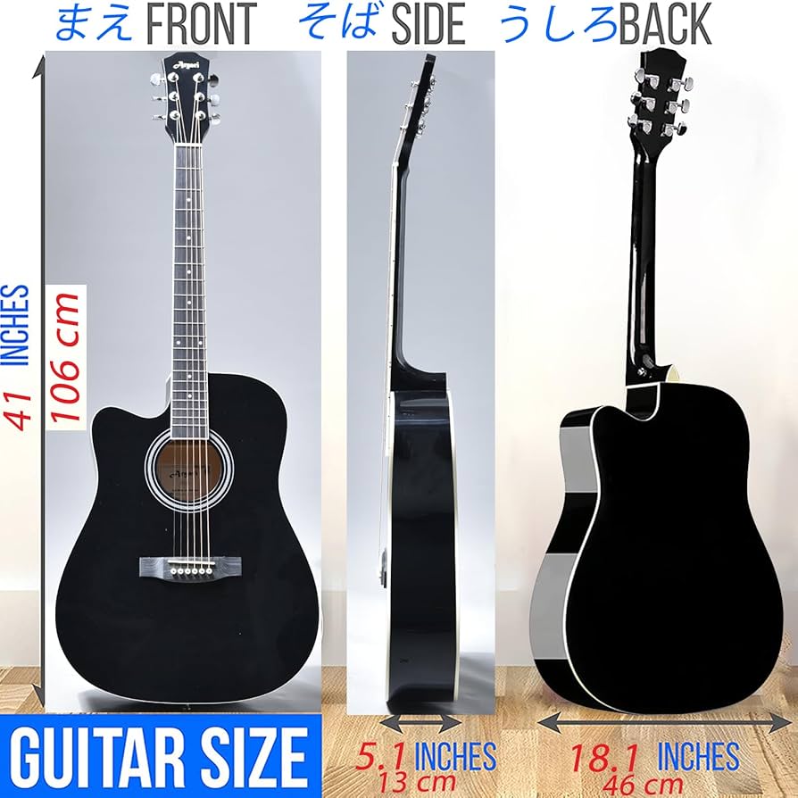 Amazon | Aryari 左利き アコギ 黒 アコースティックギター 初心者