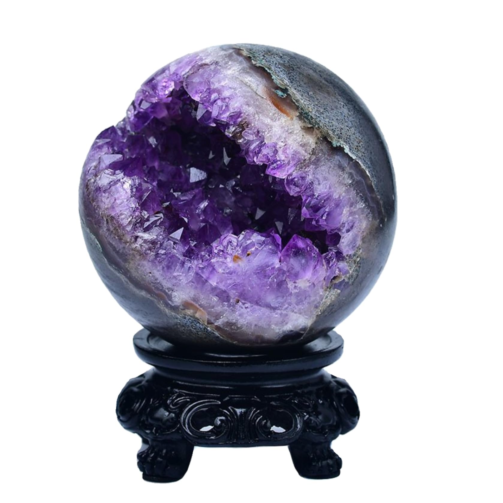 Amazon.co.jp: 天然水晶 アメジスト 原石 ドーム 紫水晶洞 天然石 円形