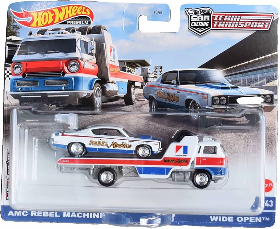 Amazon.com: Hot Wheels AMC Rebel Machine Wide Open, Team Transport