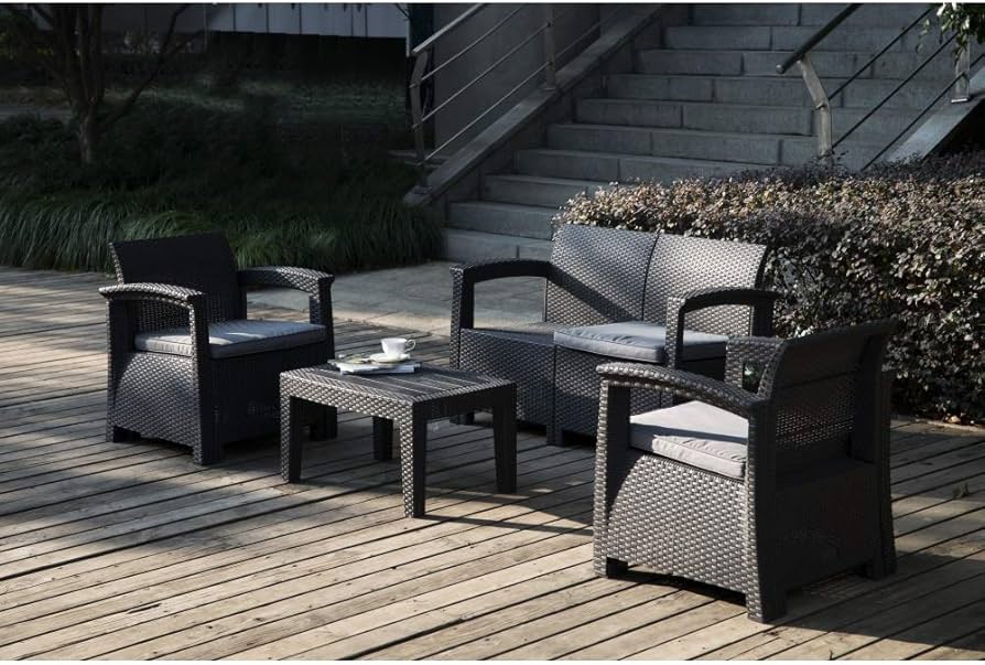 Amazon.co.jp: ガーデンソファー ラタン調 屋外 ガーデンテーブル