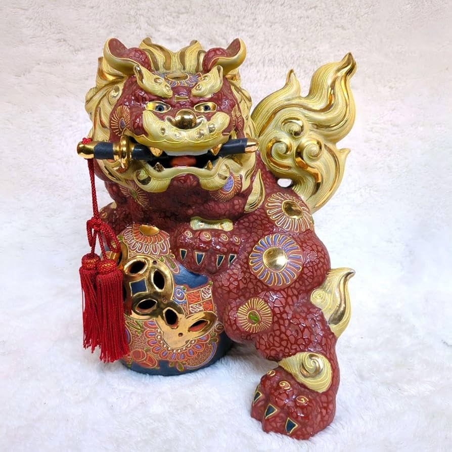 N*n様 打出の小槌♪30cm狛犬 レア色 金運/魔除け 九谷焼 N*n様