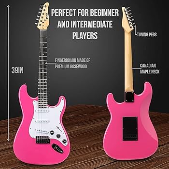 Amazon.com: LyxPro Full Size Electric Guitar Pink with 20w Amp