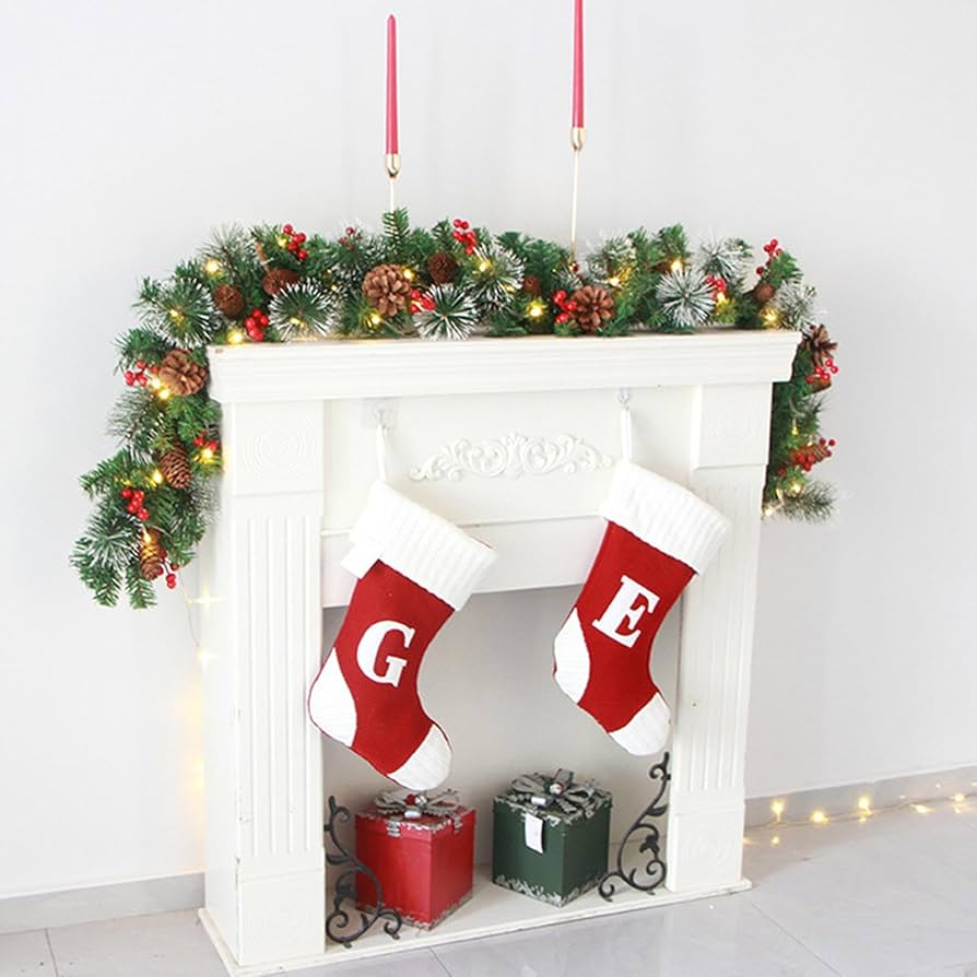 Amazon.co.jp: ライト付きクリスマスガーランド、松ぼっくりのレッド