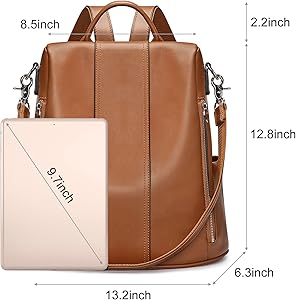 Amazon.com: S-ZONE Leather Backpack Purses for Women Antitheft