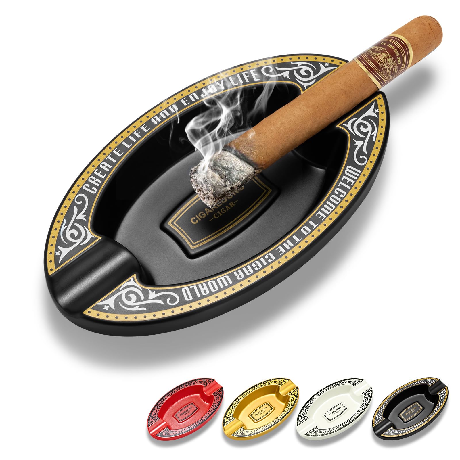 Amazon.co.jp: Demcigar 葉巻灰皿 シガーホルダー2個付き ポータブル