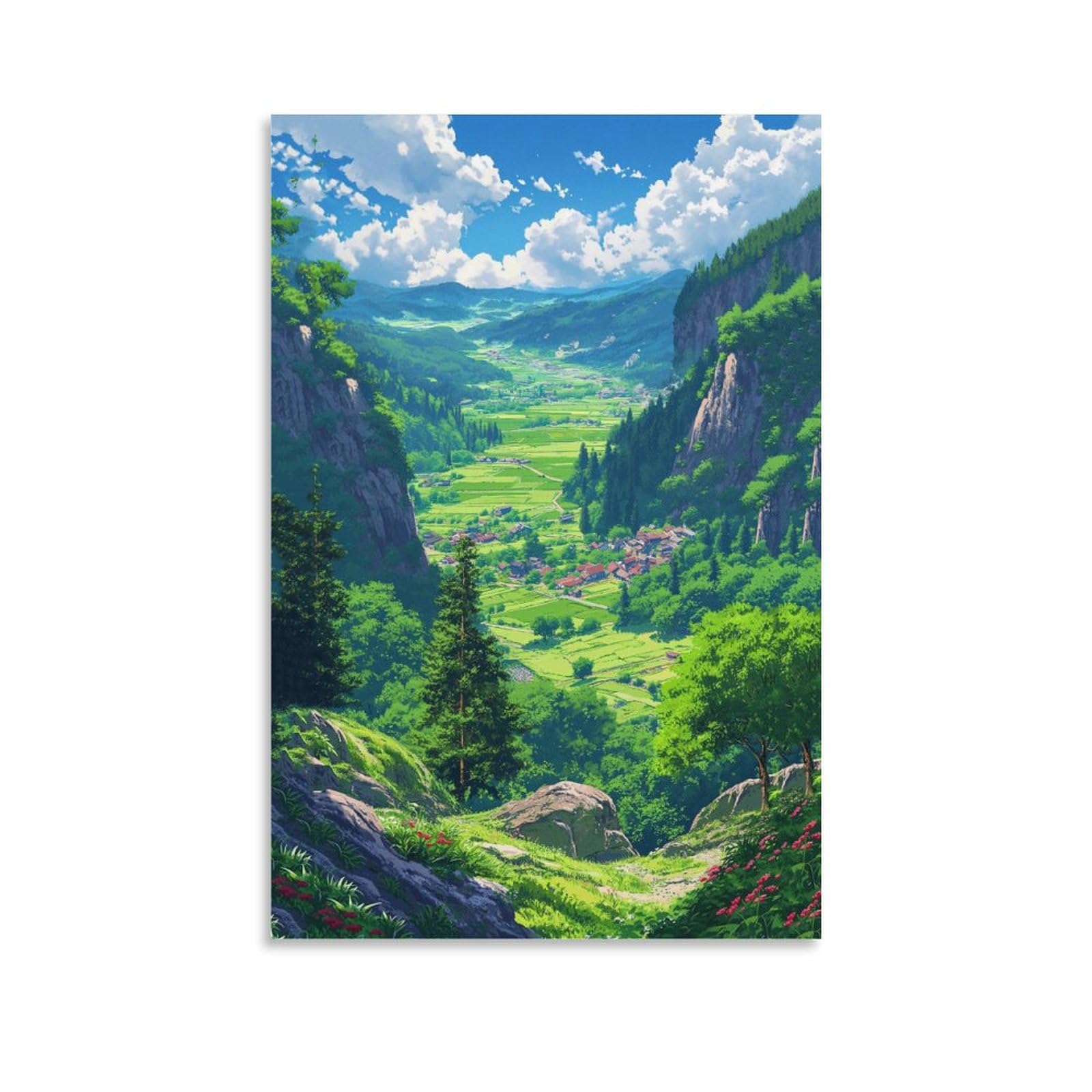 Amazon.co.jp: ポスター 山 自然 風水 絵 山の絵 緑の絵 玄関 開運