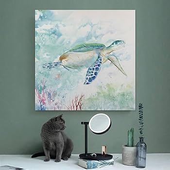 Amazon.co.jp: カメ 亀 モダン絵画 自然風景 ポスター ホーム装飾