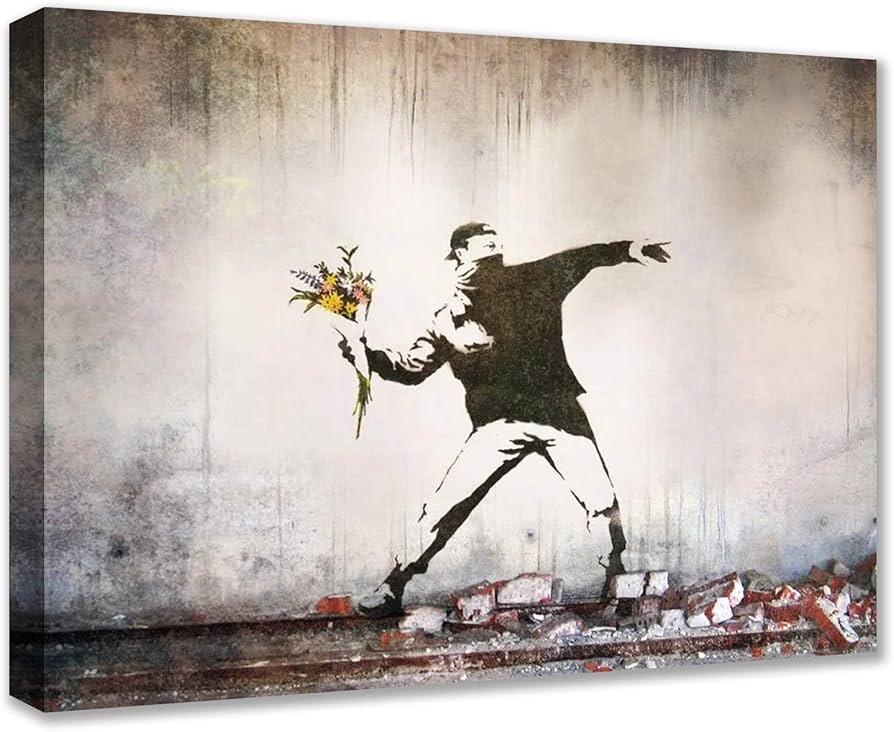 Amazon.co.jp: Banksy バンクシー 花を捨てる少年 ポスター アート