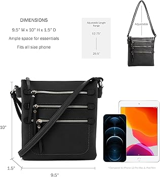 JESSIE & JAMES Double Compartment Multi-Zipper Triple Zip Pockets