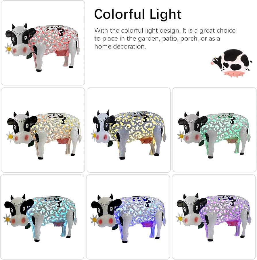 Amazon.co.jp: ソーラー牛ライト、太陽光発電の牛の庭の彫像、屋外用