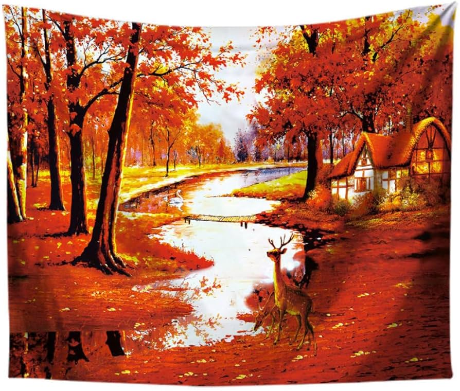 風景画 絵画 滝 もみじ 紅葉 大きい