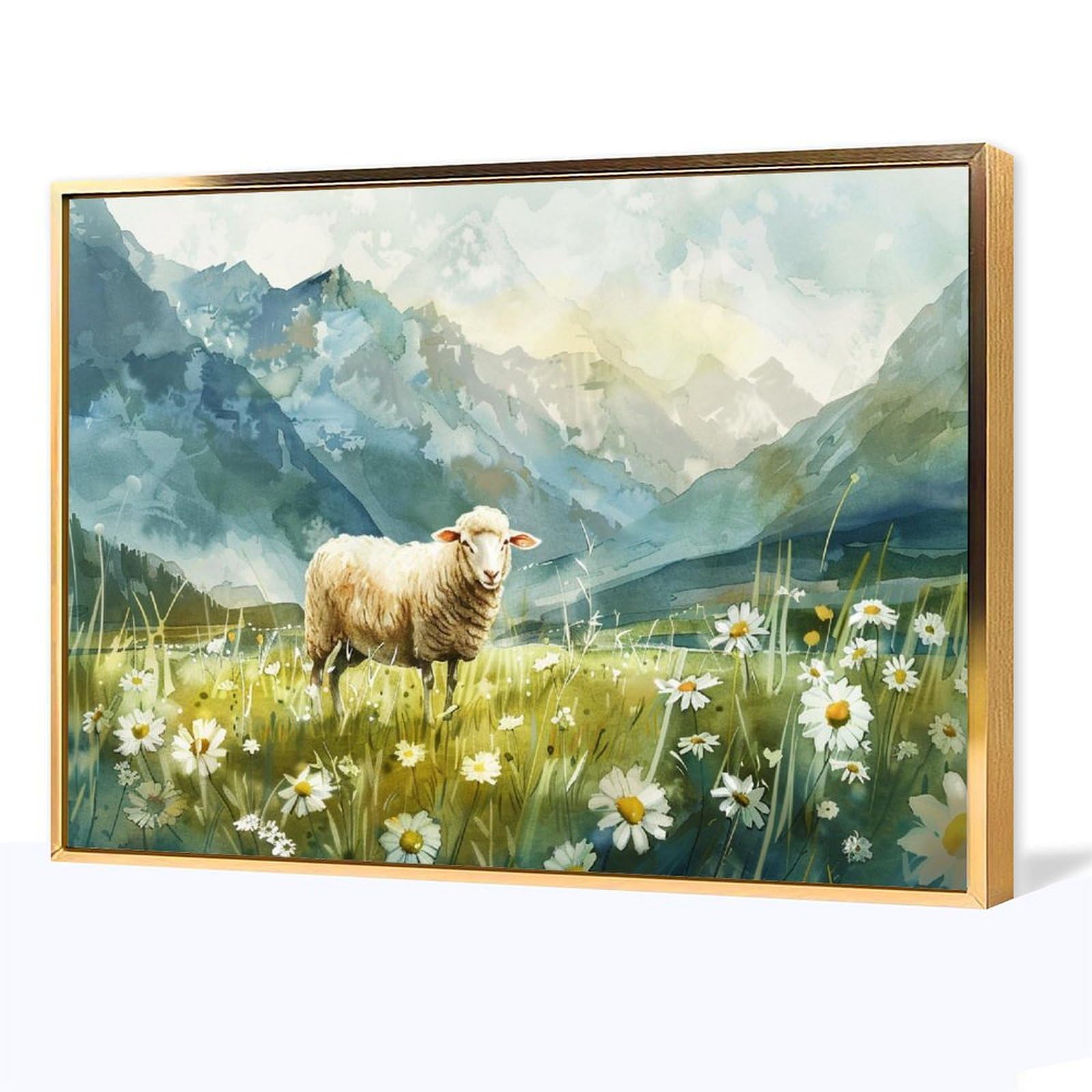 Amazon.co.jp: 絵画 山の草の中の羊 アートパネル ポスター 動物