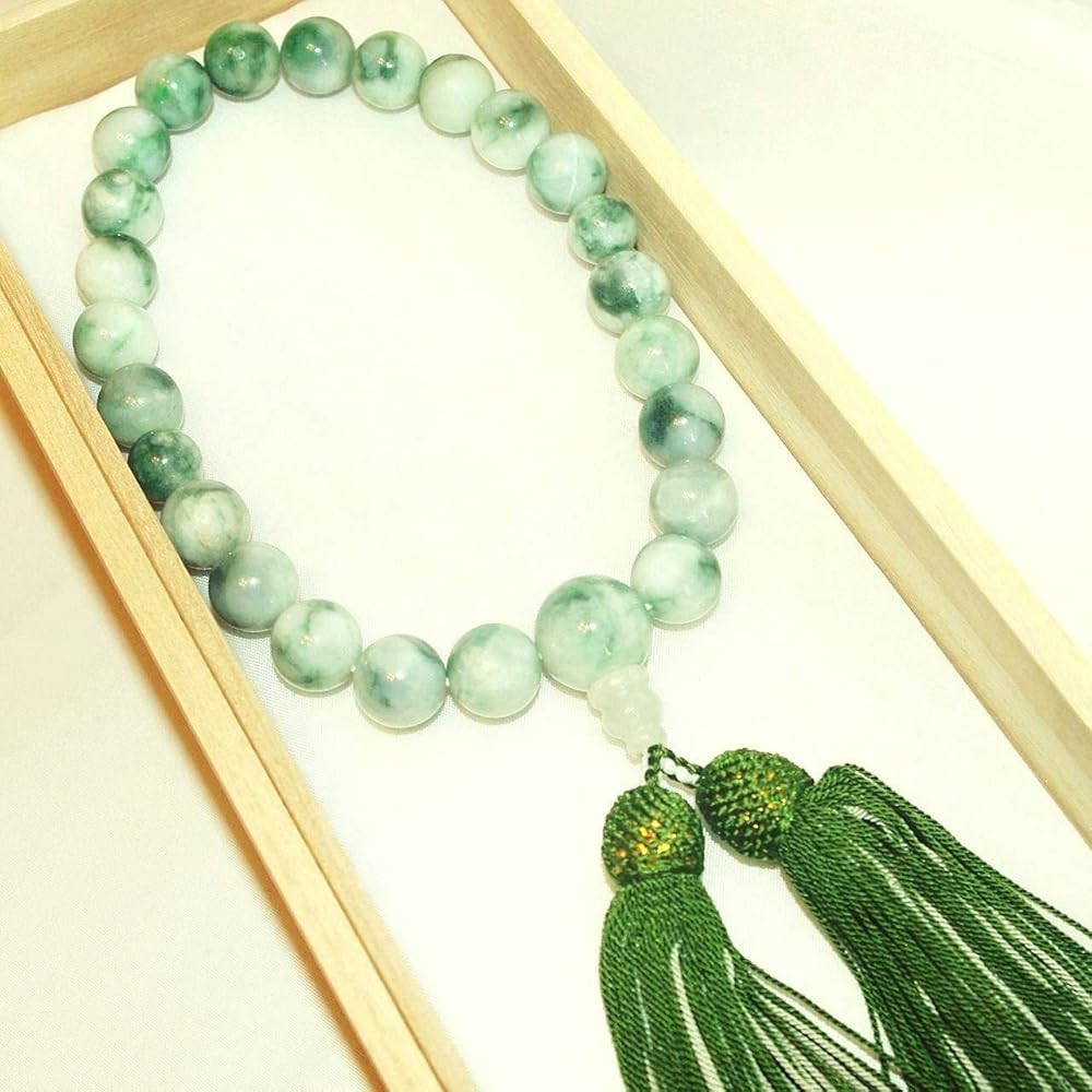 Amazon.co.jp: theory xyz 糸魚川翡翠 数珠 12mm玉 片手念珠 鮮緑模様