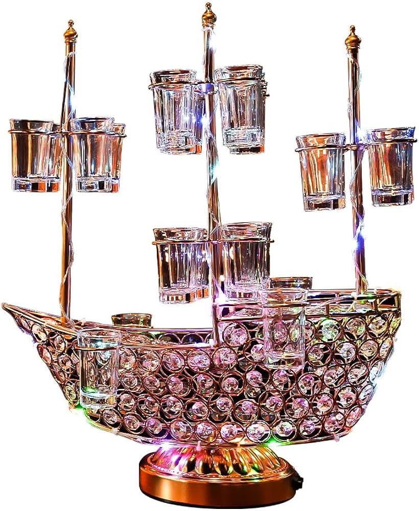 Amazon｜テキーラ 船 25MLのワイングラス24個付き テキーラ観覧車 LED