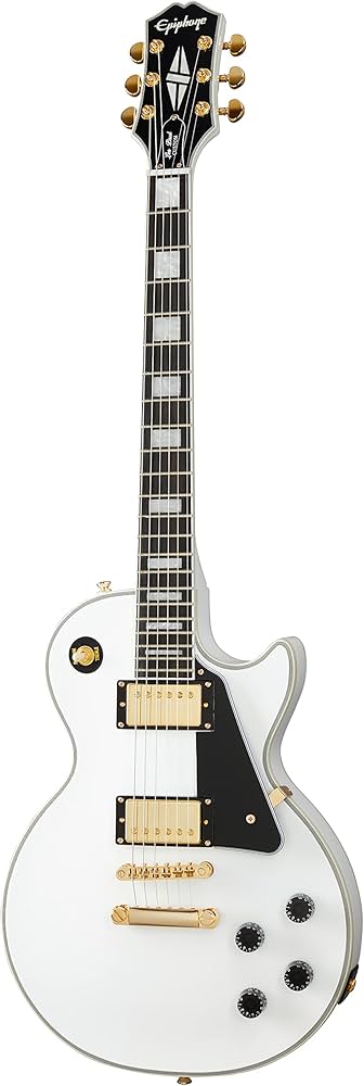 Amazon.com: Epiphone Les Paul Custom, Alpine White with Gold
