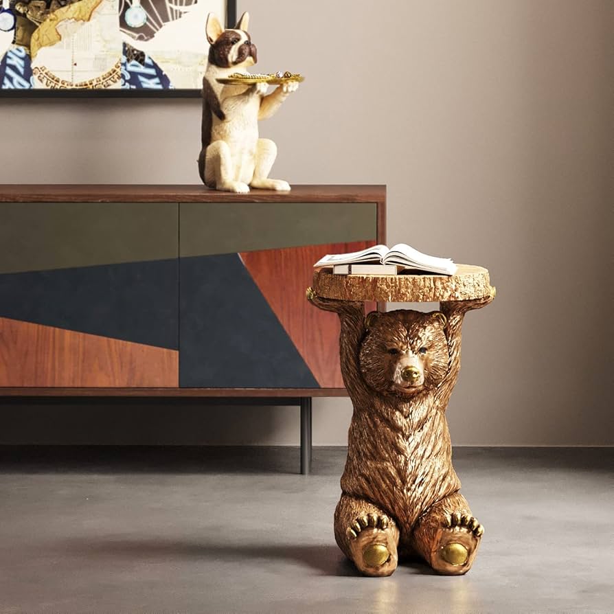Amazon｜KARE カレ 正規品 アニマル サイドテーブル ベア ゴールド 高