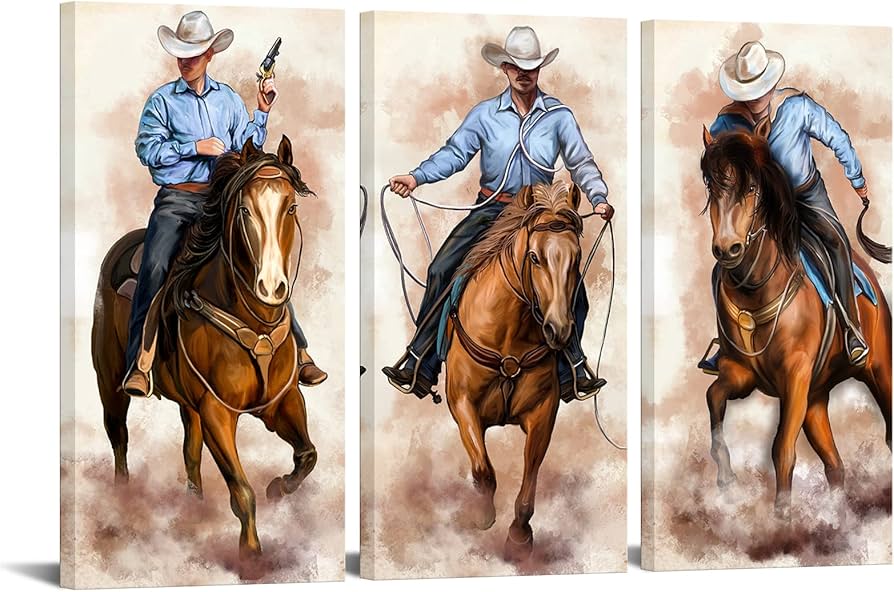 Amazon.co.jp: Artsbay アメリカンカウボーイ ウォールアート 馬の上の