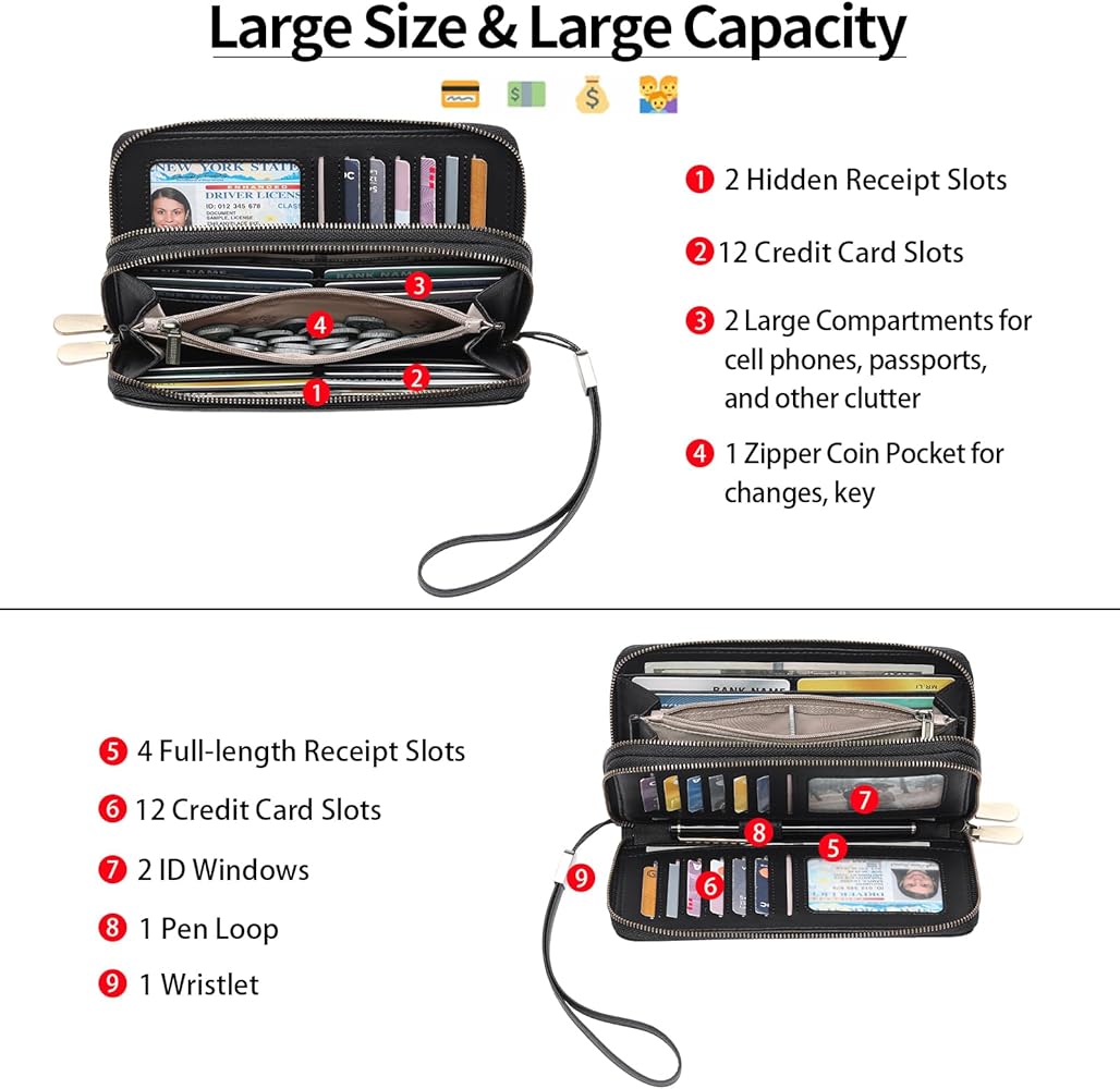 Amazon.com: GAEKEAO Wallet for Women Clutch Leather RFID Blocking