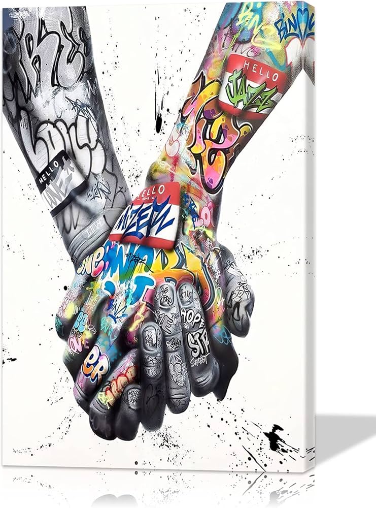 Amazon.co.jp: グラフィティ ウォールアート カップル 手を繋いで