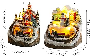 Amazon.co.jp: Xzmzbxzb クリスマスビレッジフィギュア LEDライト 小型