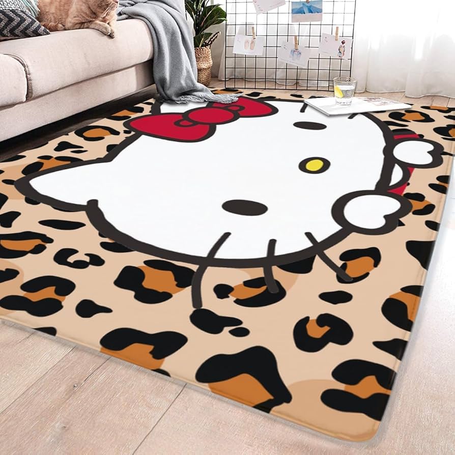 Amazon | ハローキティ 豹柄 ラグ カーペット 洗える ラグマット 滑り