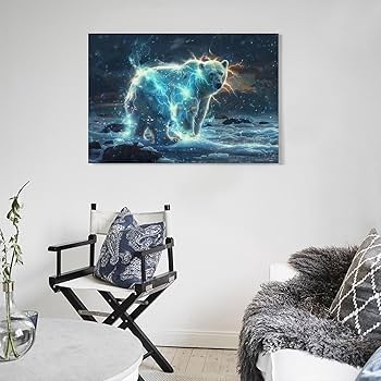 Amazon.co.jp: 絵画 ライトニングファンタジーシロクマ アートパネル
