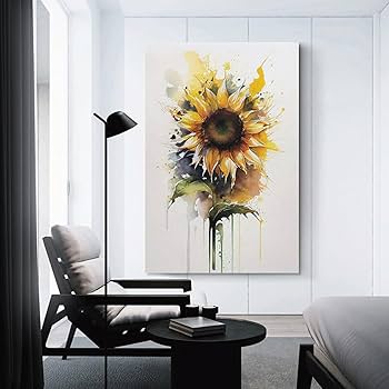 Amazon.co.jp: 絵画 ひまわりの水彩画インテリア 絵画 カラフルな