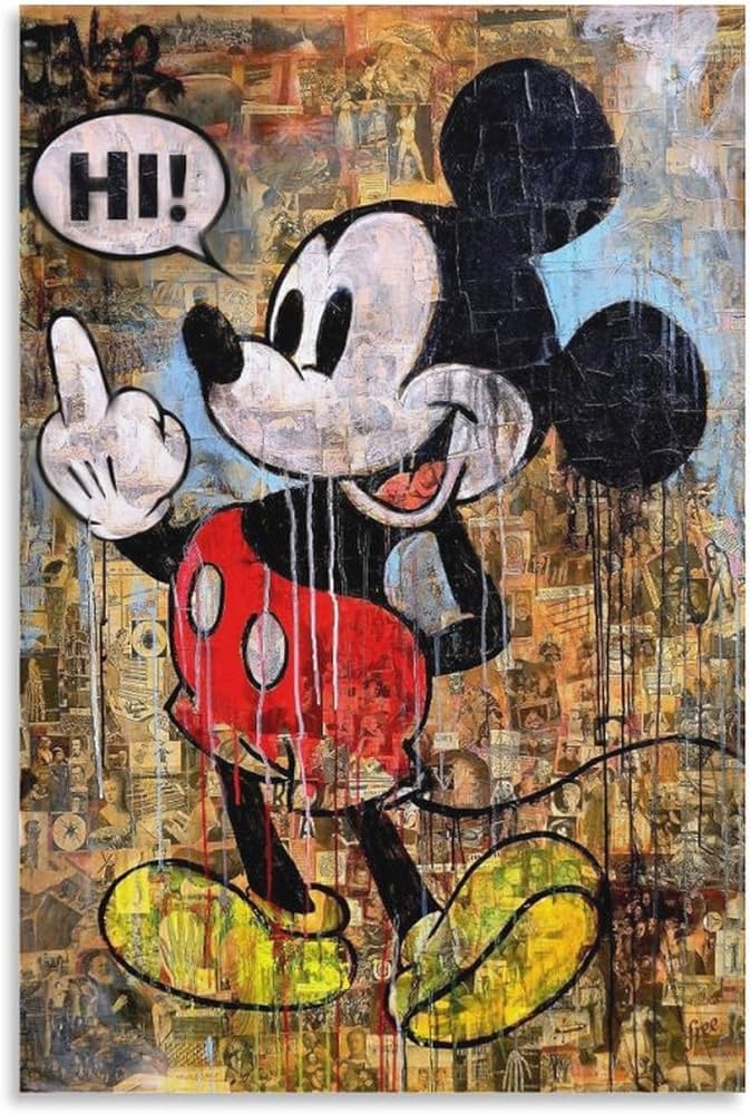 Amazon.co.jp: Banksy ミッキーマウスの落書き 壁掛 部屋飾り ポスター