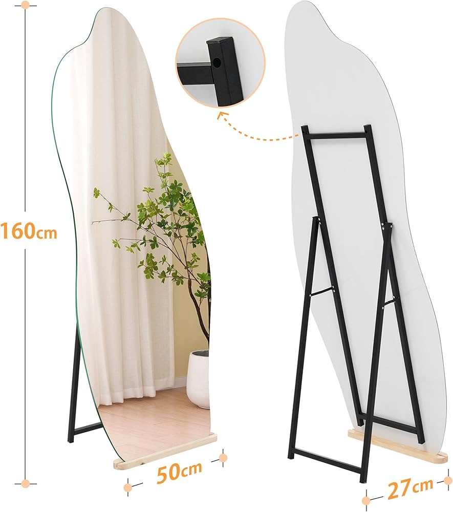 Amazon.co.jp: 全身鏡 姿見鏡 スタンドミラー ノンフレーム イレギュラ