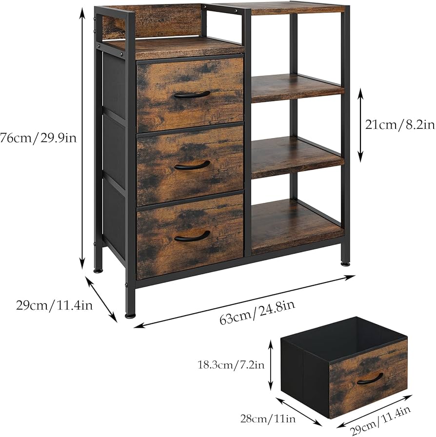 Amazon｜PASRLD タンス 4段棚つき チェスト キャビネット 収納棚 布製