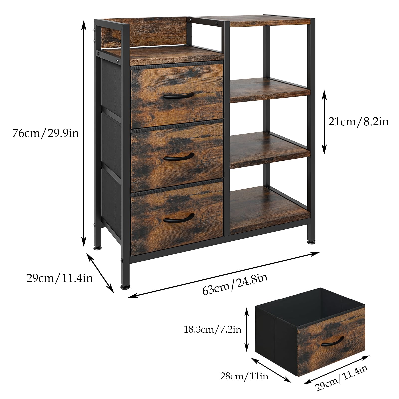 Amazon｜PASRLD タンス 4段棚つき チェスト キャビネット 収納棚 布製