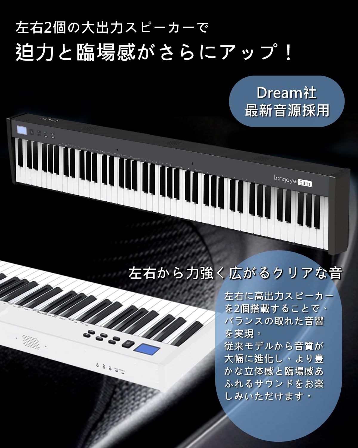 Longeye Piano Keyboard 88 Keys Compact Portable Digital Piano for
