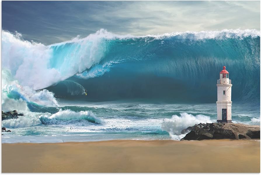 Amazon.co.jp: 津波ポスター ウォールアート Lサイズ 24x16インチ