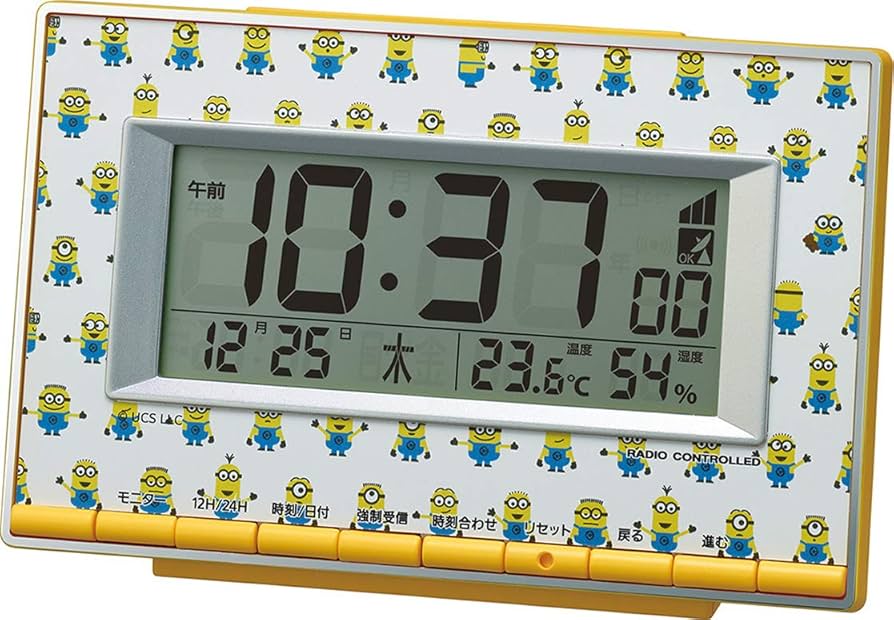 Amazon.co.jp: リズム(RHYTHM) ミニオン 目覚まし時計 電波時計 温度