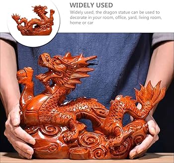 Amazon｜JEWEDECO 木の龍の像 中国の風水図 中国の の置物 の富の彫像