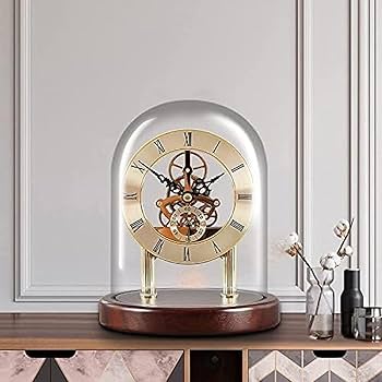 Amazon.co.jp: 置時計模造機械式置時計、透明なガラスカバー付きの