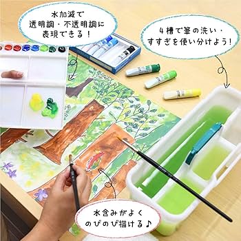 Amazon.co.jp: サクラクレパス 絵の具セット グリーン カモフラ ポリ