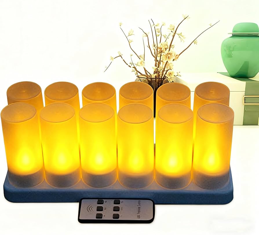 Amazon.co.jp : EuroFone LED キャンドルライト-12個の充電式LED点滅
