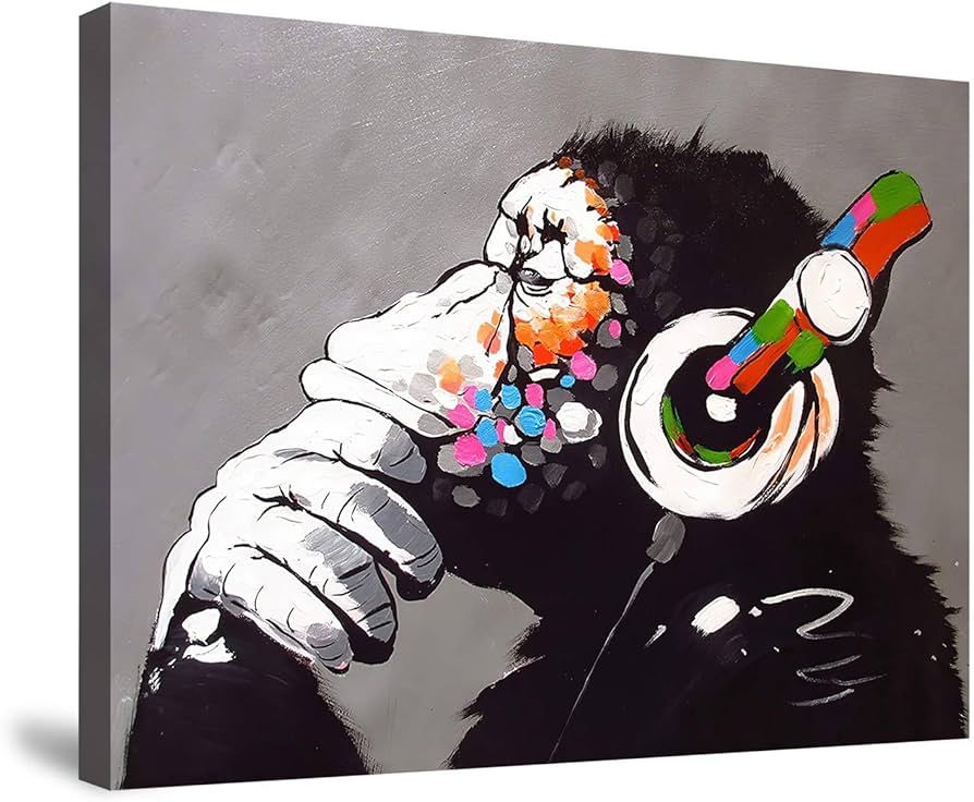 Amazon.co.jp: 音楽を聴いている猿 ポスター バンクシー Banksy