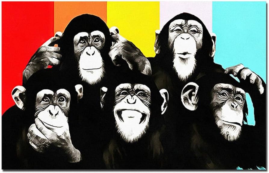 Amazon｜面白いゴリラのポスターと版画のグループ動物のキャンバスの